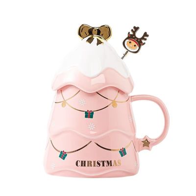 400 ml 500 ml Keramik Kaffeetasse Büro Teetasse Set mit Deckel und Löffel Weihnachtsgeschenk