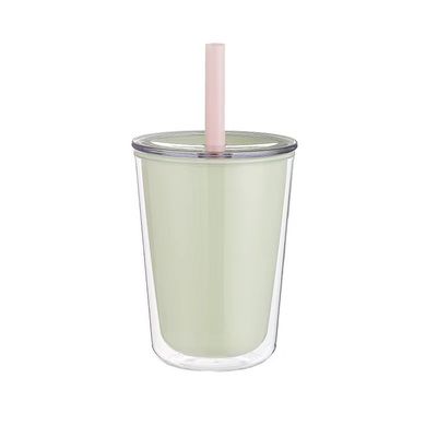 Anpassungs-Logo akzeptabel Doppelwand Plastik-Wasserflasche mit Stroh und PC-Material