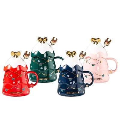 400 ml 500 ml Keramik Kaffeetasse Büro Teetasse Set mit Deckel und Löffel Weihnachtsgeschenk