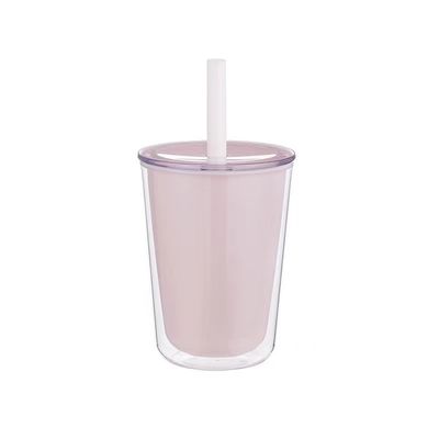 Anpassungs-Logo akzeptabel Doppelwand Plastik-Wasserflasche mit Stroh und PC-Material