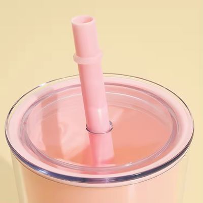Anpassungs-Logo akzeptabel Doppelwand Plastik-Wasserflasche mit Stroh und PC-Material