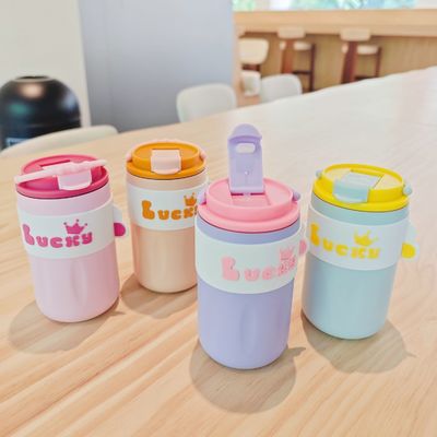 420ml Portable Creative Cute Straight Drink 304 Edelstahl Wasserflasche mit Deckel