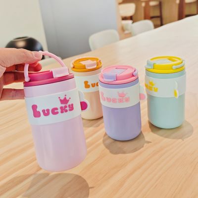 420ml Portable Creative Cute Straight Drink 304 Edelstahl Wasserflasche mit Deckel
