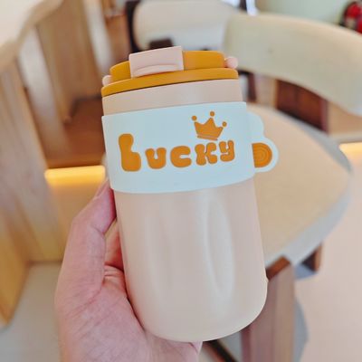420ml Portable Creative Cute Straight Drink 304 Edelstahl Wasserflasche mit Deckel
