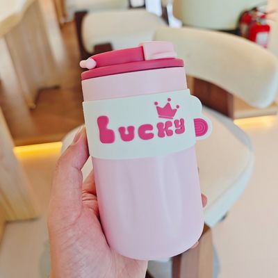 420ml Portable Creative Cute Straight Drink 304 Edelstahl Wasserflasche mit Deckel