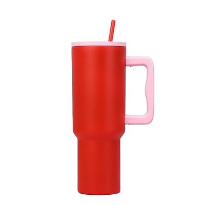 Wiederverwendbare Edelstahl-Tumbler 40oz-Tumbler mit Griff und Strohdeckel