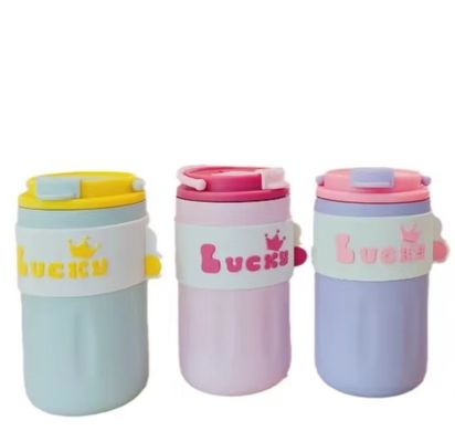 304 Edelstahl Wasserflasche mit Deckel 420ml Portable Creative Cute Straight Drink