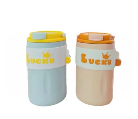 304 Edelstahl Wasserflasche mit Deckel 420ml Portable Creative Cute Straight Drink