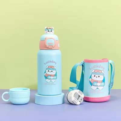 Tragbare Wasserflasche mit Abdeckung Modernes Design Karikaturwasserbecher aus Edelstahl