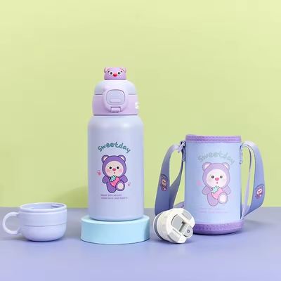Tragbare Wasserflasche mit Abdeckung Modernes Design Karikaturwasserbecher aus Edelstahl