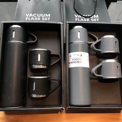 500 ml Doppelwand aus Edelstahl Portable Luxus Geschenkflasche Set mit zwei Kaffeetasse