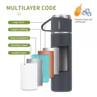 Vakuumisolierte Wasserflasche Set 304 Edelstahl Thermosbecher für Geschäftsreisen
