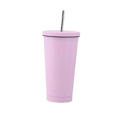 Maßgeschneiderte Farbe 500 ml 750 ml Doppelwand-Edelstahl-Vakuum-Tasse mit Stroh-isolierter Kaffeetumpler