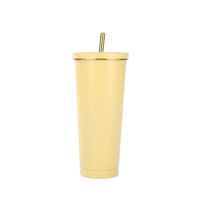 Maßgeschneiderte Farbe 500 ml 750 ml Doppelwand-Edelstahl-Vakuum-Tasse mit Stroh-isolierter Kaffeetumpler