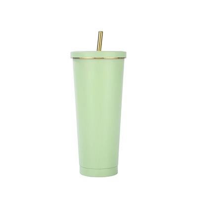 Maßgeschneiderte Farbe 500 ml 750 ml Doppelwand-Edelstahl-Vakuum-Tasse mit Stroh-isolierter Kaffeetumpler