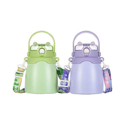 Outdoor-Stil benutzerdefinierte Doppelwand Vakuumflasche Edelstahl Wasserflasche mit Stroh