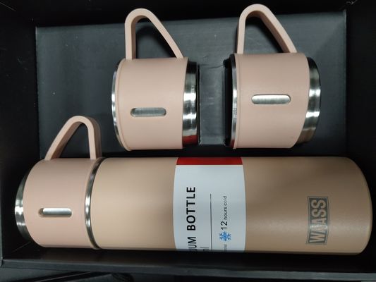 Geschäfts-Vater-Tag Vakuum-Flasche Geschenk Set 500 ml Isolierflasche mit 2 Tassen und Deckel