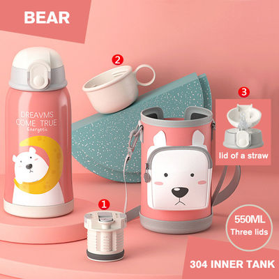 Custom Logo Edelstahl Kinderbecher Karikatur Thermosflasche für den Außenbereich