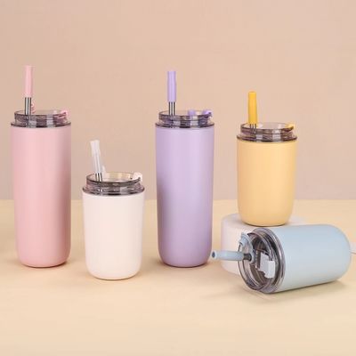MUGS 10oz/16oz Double Wall Cute Kleines für die Schule Mit Strohdeckel Tasse Edelstahl Kinder Tumbler