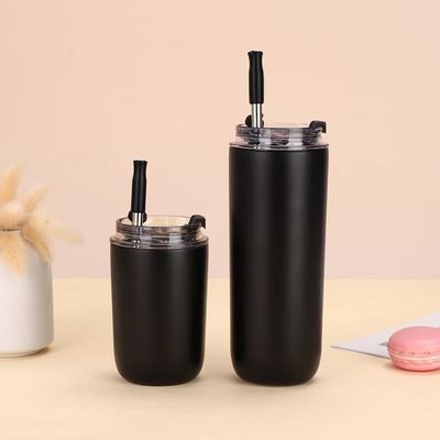 500ml Custom Logo Doppelwand 304 Edelstahl Vakuum Tasse Kaffeetumbler mit Stroh