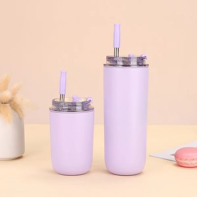 Doppelwand 304 Edelstahl Vakuum Tasse Kaffeeschale mit Stroh 3-6 Stunden heiß halten