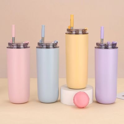 280 ml 500 ml Edelstahl Vakuum-Kaffee-Tumbler mit Metallstroh nachhaltige Reisemug
