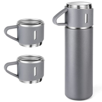 Isolierte Wasserflaschen mit 2 Tassen Custom Logo Edelstahl Reisebecher Geschenk Set