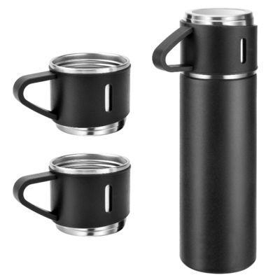 500 ml Vakuumisolierte Edelstahl-Vakuumflasche Geschenksatz mit 3 Tassen