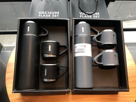500 ml Vakuumisolierte Edelstahl-Vakuumflasche Geschenksatz mit 3 Tassen