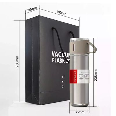 500 ml Vakuumisolierte Edelstahl-Vakuumflasche Geschenksatz mit 3 Tassen