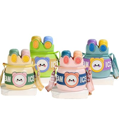 Produktion Kinderbecher Portable Thermos 850 ml Edelstahl Wasserflasche mit Stroh