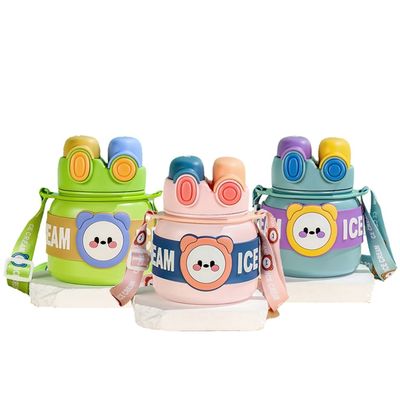 Produktion Kinderbecher Portable Thermos 850 ml Edelstahl Wasserflasche mit Stroh
