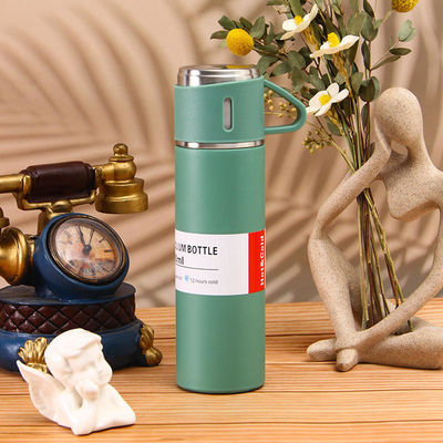 Firmengeschenk-Set 201 Edelstahl-Vakuumflasche mit 3 Schlauchbechern