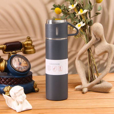 Firmengeschenk-Set 201 Edelstahl-Vakuumflasche mit 3 Schlauchbechern
