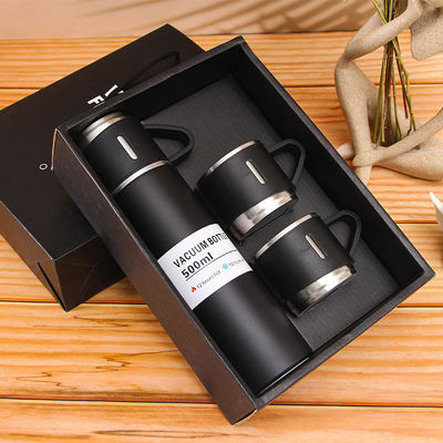 Firmengeschenk-Set 201 Edelstahl-Vakuumflasche mit 3 Schlauchbechern