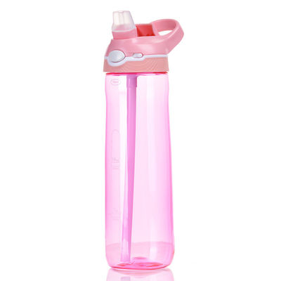 Farbenfrohe Sport-Shaker mit Stroh einfache und beliebte 25oz Tritan Plastik Wasserflasche
