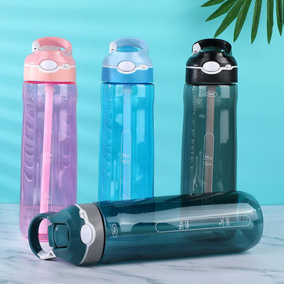 Farbenfrohe Sport-Shaker mit Stroh einfache und beliebte 25oz Tritan Plastik Wasserflasche