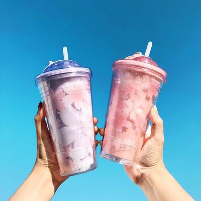 400g Doppelwandbecher mit Stroh Die beliebteste Mode-Wasserflasche