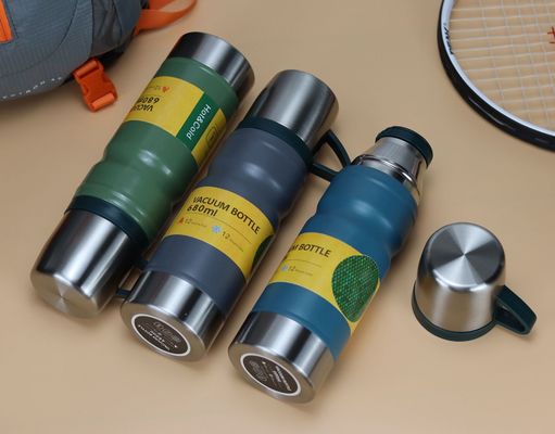 680 ml Edelstahl Vakuumflasche Set perfekt für Geschäftsförderung 3 Deckel enthalten
