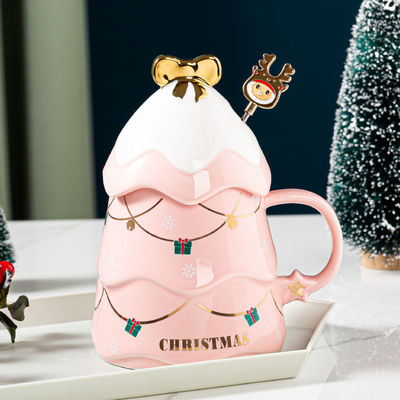 Keramik Weihnachtsgeschenk Tasse Set mit Deckel und Löffel 400 ml 500 ml Für Büro Nachmittag Teetasse
