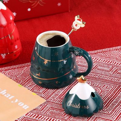 Keramik Weihnachtsgeschenk Tasse Set mit Deckel und Löffel 400 ml 500 ml Für Büro Nachmittag Teetasse