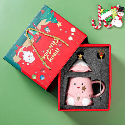 Keramik Weihnachtsgeschenk Tasse Set mit Deckel und Löffel 400 ml 500 ml Für Büro Nachmittag Teetasse
