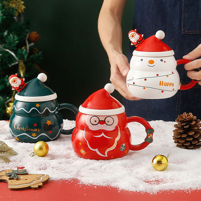 Kreative Weihnachtskaffeebecher 480 ml Kapazität Sublimationsdruck Santa Claus Design