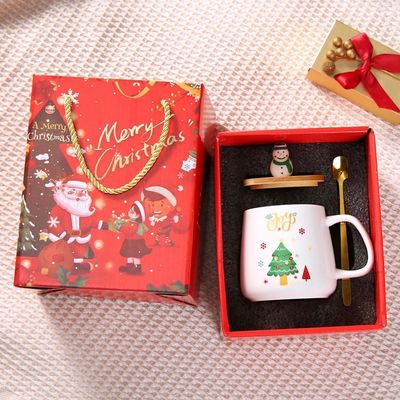 Weihnachtsgeschenk Wiederverwendbar 400 ml Porzellan Kaffeetasse mit Löffel und Weihnachtsmann Dekoration