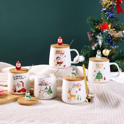 Weihnachtsgeschenk Wiederverwendbar 400 ml Porzellan Kaffeetasse mit Löffel und Weihnachtsmann Dekoration