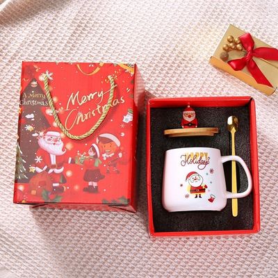 Weihnachtsgeschenk Wiederverwendbar 400 ml Porzellan Kaffeetasse mit Löffel und Weihnachtsmann Dekoration