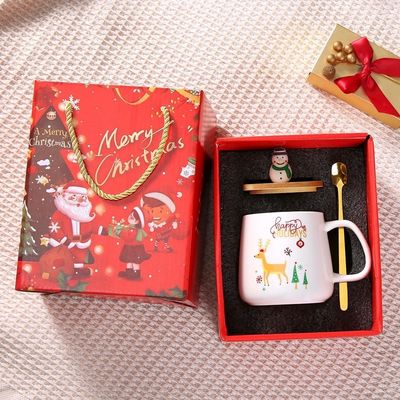 Weihnachtsgeschenk Wiederverwendbar 400 ml Porzellan Kaffeetasse mit Löffel und Weihnachtsmann Dekoration
