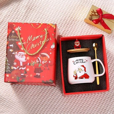 Weihnachtsgeschenk Wiederverwendbar 400 ml Porzellan Kaffeetasse mit Löffel und Weihnachtsmann Dekoration