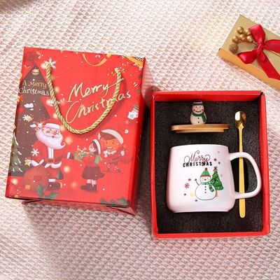 Weihnachtsgeschenk Wiederverwendbar 400 ml Porzellan Kaffeetasse mit Löffel und Weihnachtsmann Dekoration