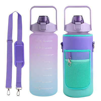 Reisefreundliche 2-Liter-Wasserflasche mit Aufbewahrungshülle und Zeitmarker Motivationsdesign